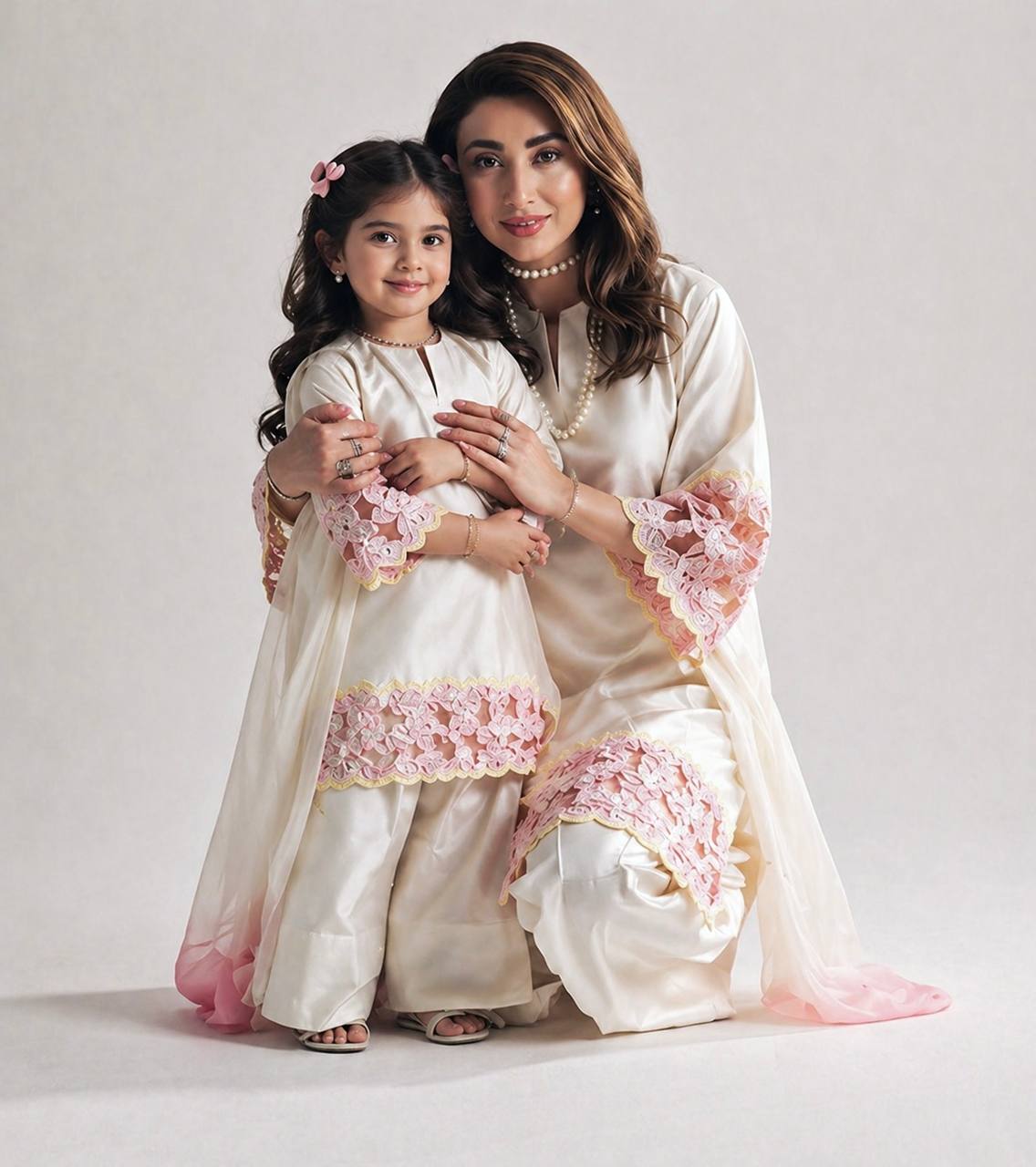 Miniature Pearl Silk Festive Kurta